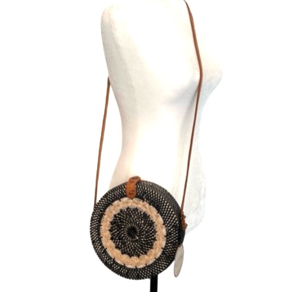 Rattan Woven Bali Round Bag Purse